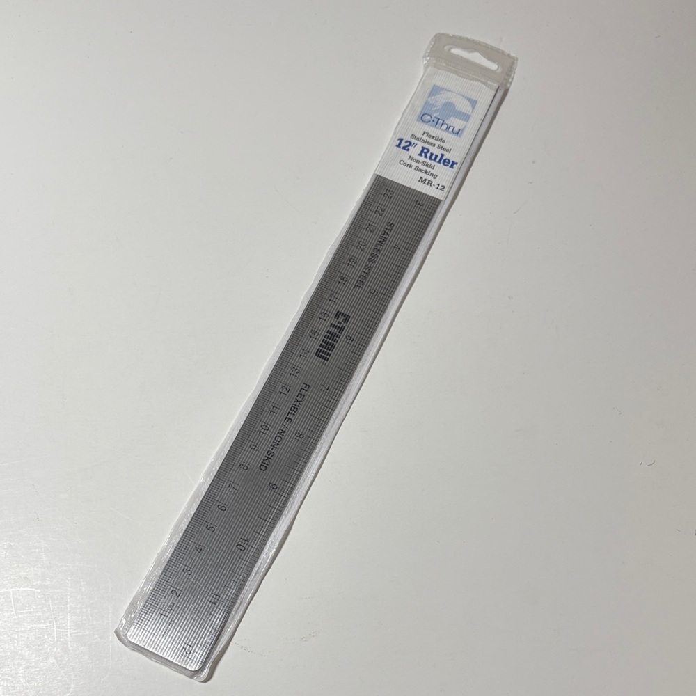 C-Thru 12-Inch Ruler for Precision Flexible Stainless Steel Cork Backed